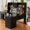 Aheaplus L Shaped Corner Desk with Hutch, Computer Desk Workstation with Charge Station and File Cabinet - Black - 3 of 4