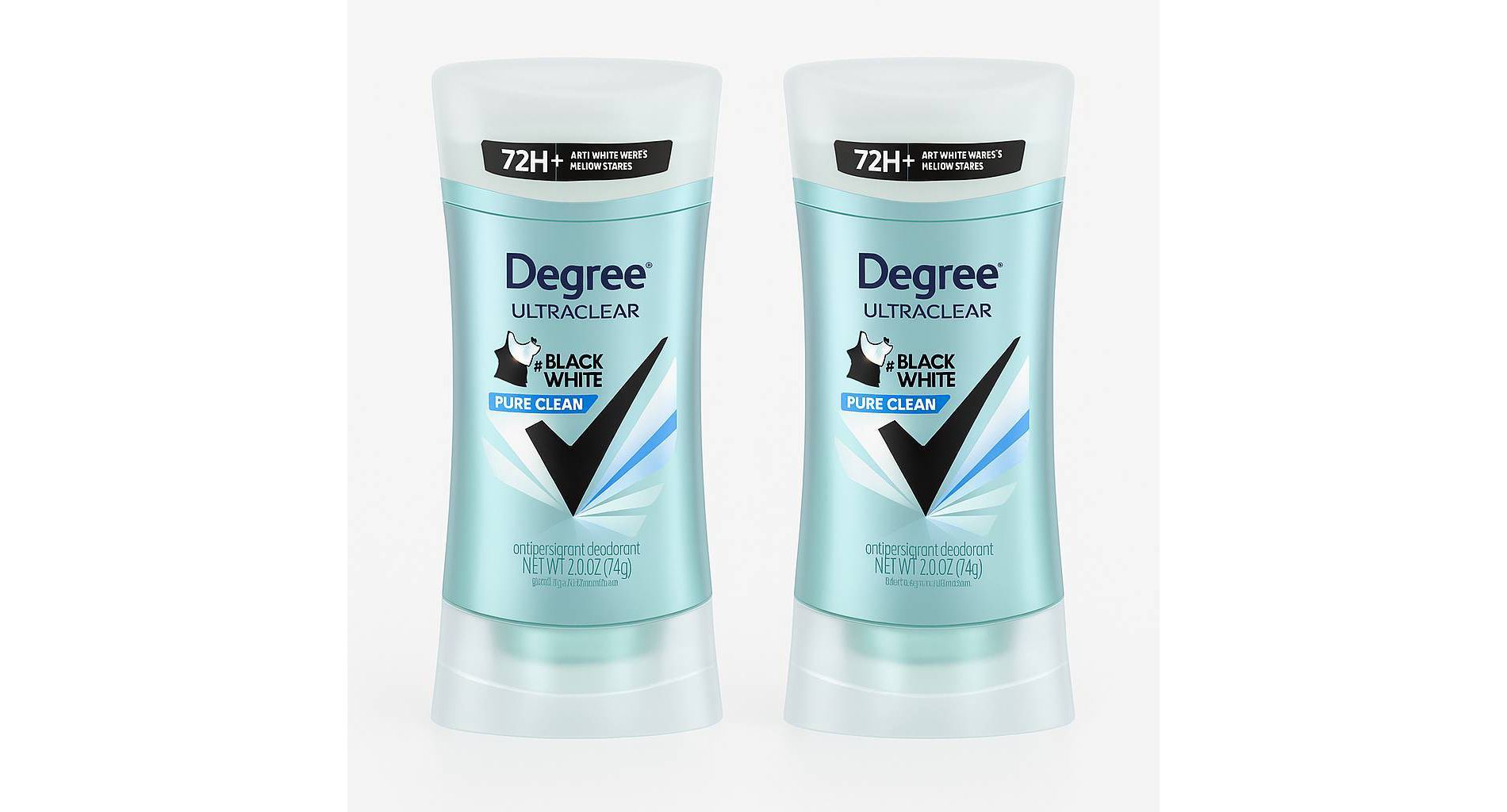 Degree Ultraclear Black + White Pure Clean 72-Hour Solid Antiperspirant & Deodorant - 2.6oz/2pk