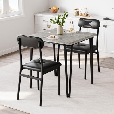Dining Table Set , Kitchen Table with Upholstered Chairs for Kitchen Room and Small Spaces ( Table with 2 Upholstered Chairs)