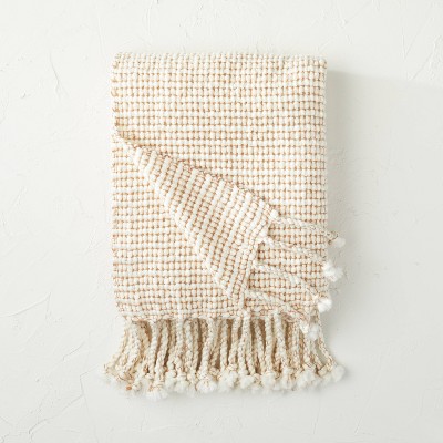 Textured Woven Throw Blanket Cream - Opalhouse™ designed with Jungalow™