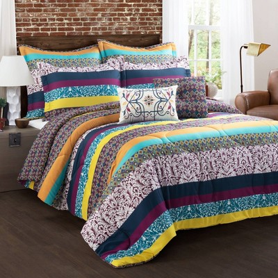 Lush Décor Boho Stripe Reversible Comforter Set