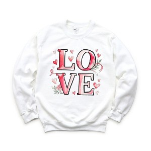 Simply Sage Market Women's Graphic Sweatshirt Love Ribbon - 1 of 4