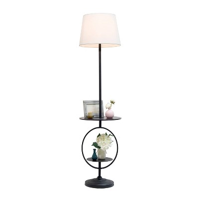 Minimalist Black Dual-Shelf Decorative Floor Lamp