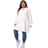 Agnes Orinda Women's Plus Size Stand Collar Buttons Long Sleeve Raw Hem Long Denim Jackets - 3 of 4