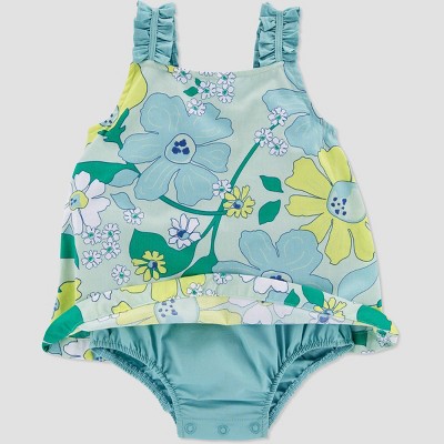 Image of Baby Girls' Floral Romper - Just One You® made by carter's Blue/Green 3M