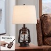 Franklin Iron Works Murphy Industrial Rustic Accent Table Lamp 23" High Weathered Red Bronze Clear Glass with Dimmer Oatmeal Shade for Bedroom Office - 2 of 4