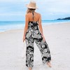 Women's Tropical Leaf Print Halter Jumpsuit - Cupshe - 3 of 4