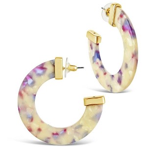 SHINE by Sterling Forever Gold Tone 50mm Cap Resin Hoop Earrings - 1 of 4