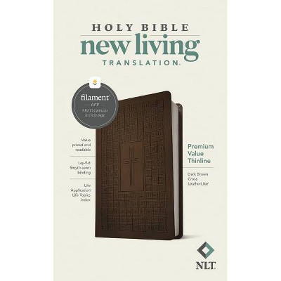 NLT Premium Value Thinline Bible, Filament Enabled Edition (Leatherlike, Dark Brown Cross) - (Leather Bound)