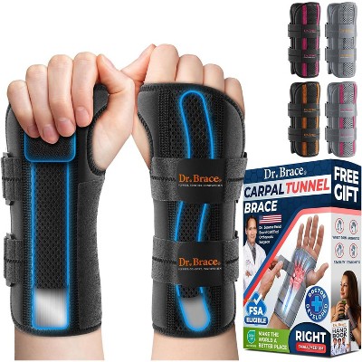 DR. BRACE Adjustable Wrist Brace Night Support for Carpal Tunnel, Double Splint & Therapeutic Cushion, Hand Brace For Pain Relief, Injuries, Sprains