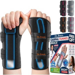 DR. BRACE Adjustable Wrist Brace Night Support for Carpal Tunnel, Double Splint & Therapeutic Cushion, Hand Brace For Pain Relief, Injuries, Sprains - 1 of 4