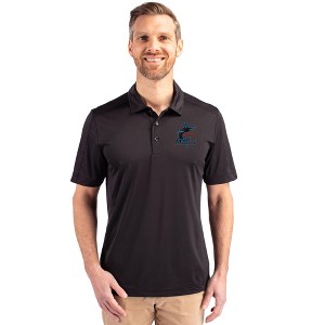 Miami Marlins Cutter & Buck Prospect Eco Textured Stretch Recycled Mens Short Sleeve Polo - 1 of 1