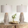 Possini Euro Design 32 1/2" Tall Geometric Mid Century Modern Glam End Table Lamps Set of 2 Champagne Gold Living Room Bedroom Off-White Shade - 2 of 4