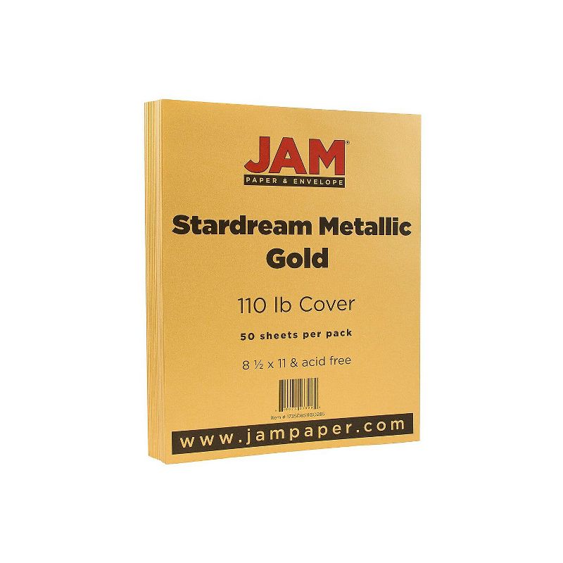 JAM Paper Metallic 110lb Colored Cardstock 8.5 x 11 Gold Stardream 173SD8511GO285, 1 of 3