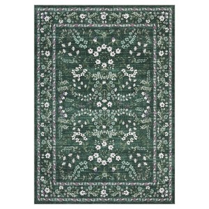 Modern Farmhouse Floral Print Area Rug for Living Room Bedroom, Modern Washable Non Slip Large Dining Room Carpet for Nursery Office Guest Room - 1 of 4