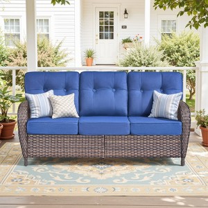 Buenhomino Patio Wicker Chairs Swivel Rocker - Rocking Outdoor Chair Set of 2, 360 Degree Patio Swivel Glider Chair with All-Weather Thicked Cushion - 1 of 4