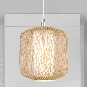 Urban Ambiance Luxury Natural Indoor Pendant,  14''H x 10"W x 10''D,  Natural Rattan Finish, UHP4530 - 1 of 4