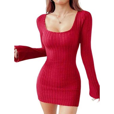 open lace back dress Marilyn Red Midi Dress main image 1