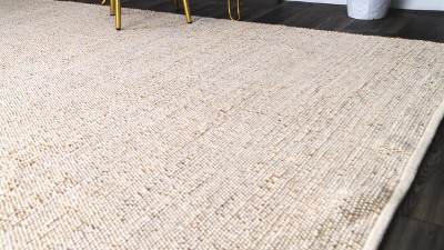 Elfriede Natural Handwoven Jute & Cotton Runner Rug, 2' 6" x 12'