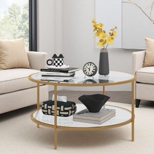 32" Glass 2-Tier Round End Coffee Table - 1 of 4