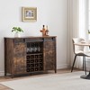 Wine Bar Cabinet,47" Farmhouse Coffee Bar Cabinet with Sliding Barn Door, Buffet Sideboard Cabinet with 16 Bottle Wine Rack - 4 of 4