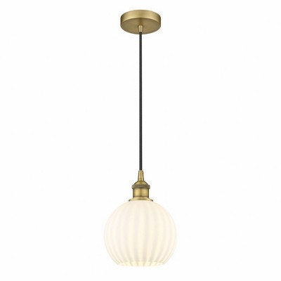 White Venetian - 1 Light Cord Hung Mini Pendant In Modern Style-10 Inches Tall and 8 Inches Wide