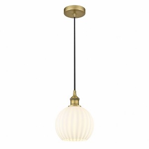 White Venetian - 1 Light Cord Hung Mini Pendant In Modern Style-10 Inches Tall and 8 Inches Wide - 1 of 1