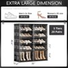 Kumasinova 5 Tiers Foldable Shoe Storage Cabinet with Clear PET Doors,Plastic Stackable Shoe Box,Shoe Organizer for Entryway,Living Room,Closet,Black - 2 of 4