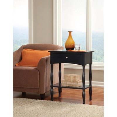 Charcoal Gray Shaker Cottage End Table with Drawer and Shelf
