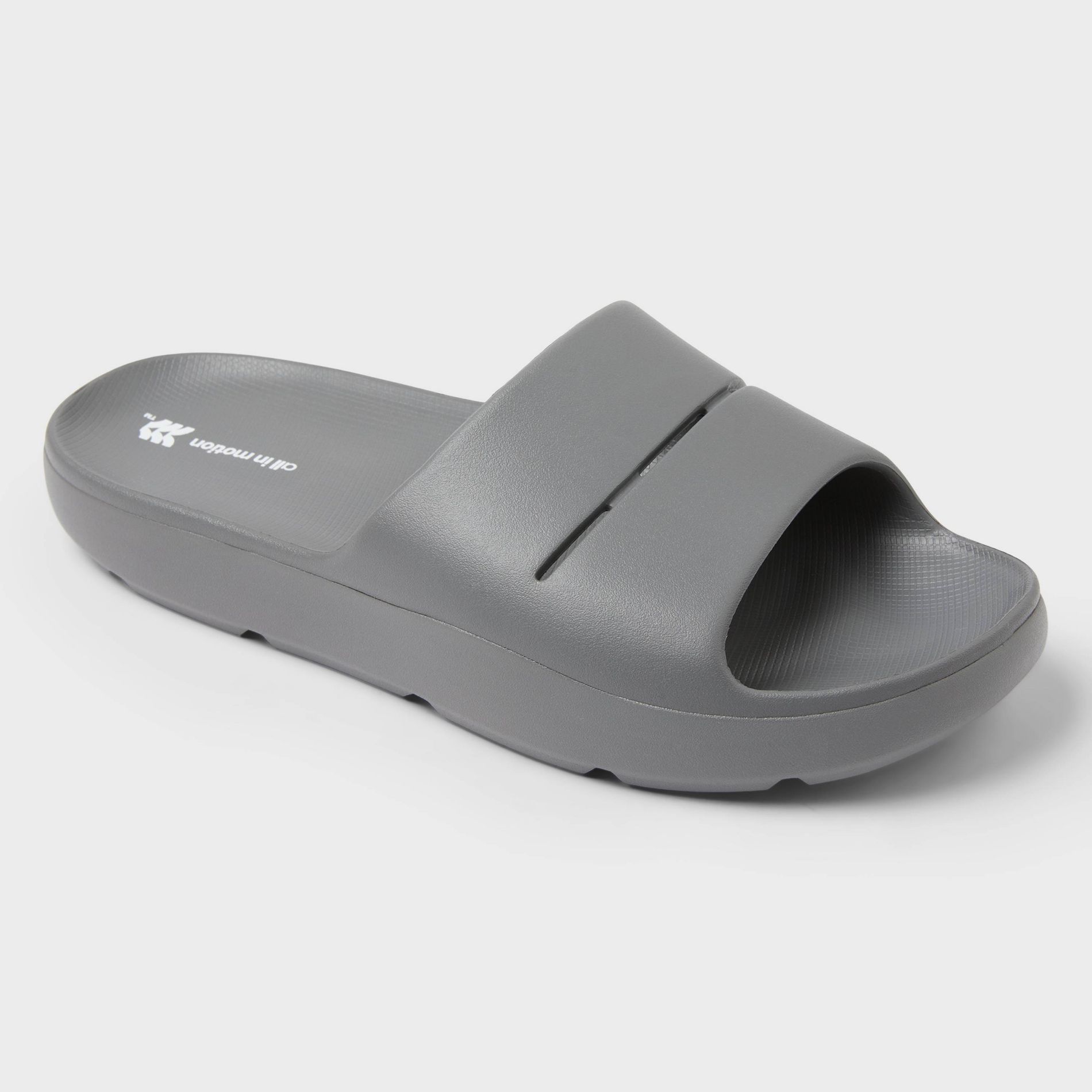 Men's Archie Recovery Slide - All In Motion™ Gray 11: Slip-On Sandals with Contoured Footbed, Arch Support, Open Toe