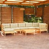 vidaXL Patio Lounge Set - 8 Piece Outdoor Furniture with Cream Cushions, Solid Pinewood Construction, Versatile Configuration Options - 2 of 4