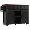 Bella Depot 53.7" Farmhouse Kitchen Island with Sliding Barn Door, Spice Rack Rolling Kitchen Cart with Drop Leaf - 4 of 4