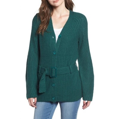 Women's Belted Rib-Knit Ladies Cardigan - Leith
