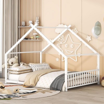 Streamdale Full Size Metal House Bed, White