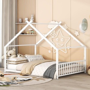 Streamdale Full Size Metal House Bed, White - 1 of 4
