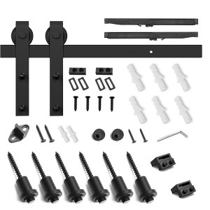 SMARTSTANDARD Interior Sliding Barn Door Hardware Kit with Soft Close, Heavy Duty Matte Black Track with J-Shape Hangers (Door Not Included) - 1 of 1