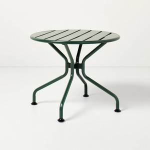 Slat Metal Round Outdoor Patio Accent Table - Green - Hearth & Hand™ with Magnolia - 1 of 4
