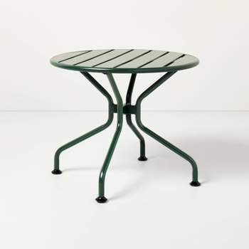 Slat Metal Round Outdoor Patio Accent Table - Green - Hearth & Hand™ with Magnolia