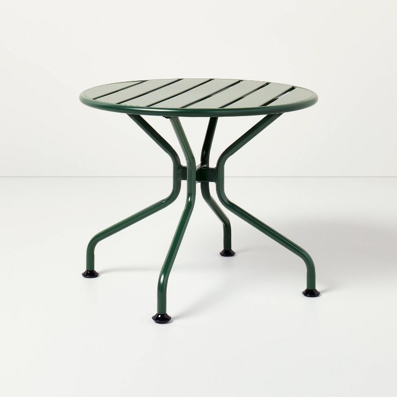 Slat Metal Round Outdoor Patio Accent Table - Green - Hearth &#38; Hand&#8482; with Magnolia, 1 of 7