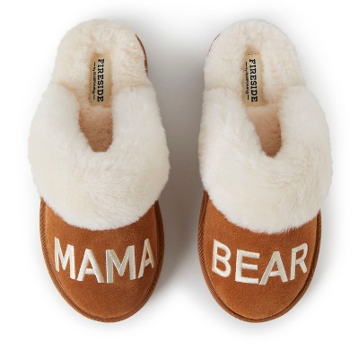 Fireside By Dearfoams Women's Bear Genuine Shearling Scuff Slippers : Target