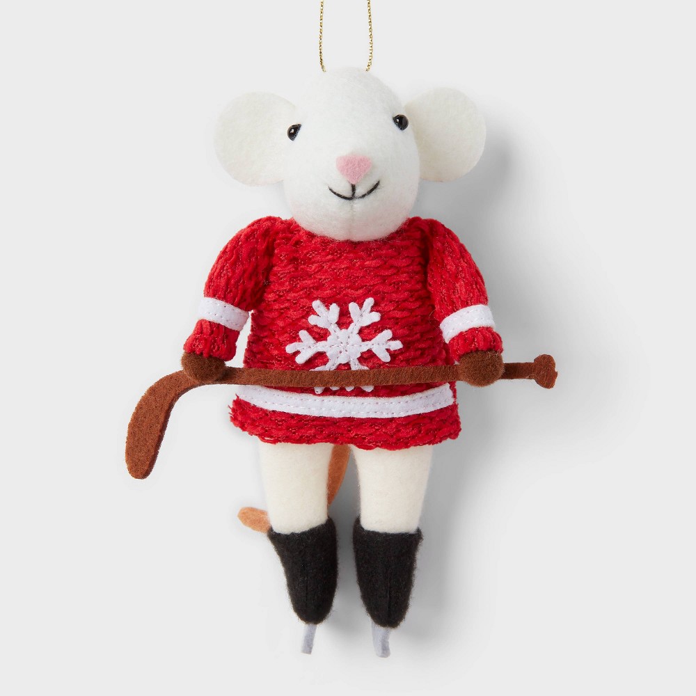 Fabric Mouse Hockey Player Christmas Tree Ornament - Wondershop