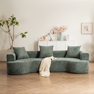 105.5'' Corduroy Curved Sectional Sofas with 3 Pillows, Modern Cloud Couch for Living Room, No Assembly Required - 1 of 4