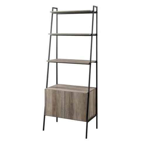 72 Open Shelf And Closed Storage, Short Ladder Bookcase With Drawers