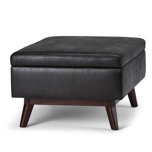 CAVINAS 34.1" Faux Leather Storage Ottoman Bench,Mid-Century Footstool with Safety Hinges,Storage Bench for Bedroom,Living Room,Entryway - 1 of 4