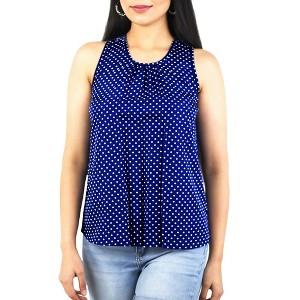 Artyska Women's Summer Polka Dot Round Neck Sleeveless Blouse Tops - 1 of 4