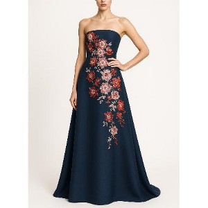 RENE RUIZ STRAPLESS A-LINE CREPE GOWN W/ EBM/SEQUINS APPLIQUE - 1 of 1