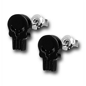 Adult Punisher Skull 316L Surgical Steel 18G Stud Earrings - 1 of 1