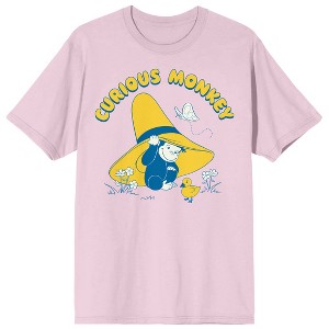 Curious George TV Curious Monkey Adult Cradle Pink Crew Neck Short Sleeve T-shirt - 1 of 4