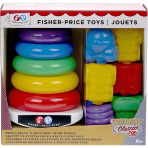 Fisher-Price Rock-A-Stack & Snap-Lock Beads Baby Toy Bundle | Classic Developmental Toys for Infants 6 Months+ | Mattel 80 Years Anniversary Edition - 1 of 2