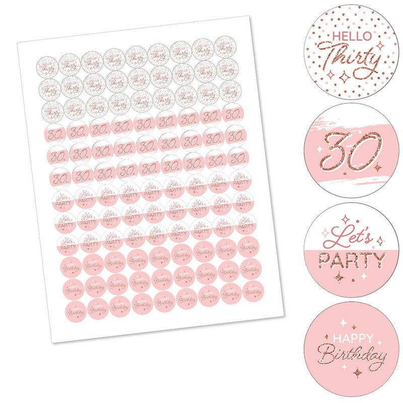 Big Dot of Happiness 30th Pink Rose Gold Birthday - Happy Birthday Party Round Candy Sticker Favors - Labels Fits Chocolate Candy (1 sheet of 108), 2 of 6